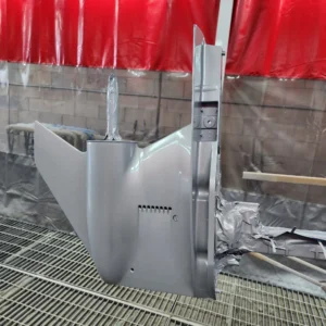 Custom finish spray painted on an outboard engine leg, Darwin
