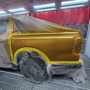 Ute tub panel masked and resprayed in the booth, Darwin